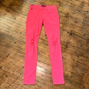 Kancan barbiecore pink stretchy distressed 27 ankle jeans